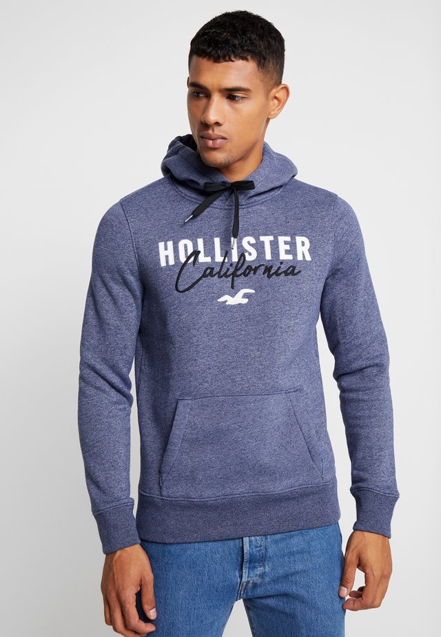 TECH LOGO - Sweat à capuche - textural navy