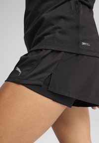 Black running shorts with a textured mesh overlay, featuring a logo on the side and a "DRYCELL" tag on the waistband.