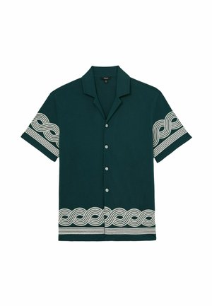 Reiss, REGULAR FIT - ARDEN COTTON-BLEND EMBROIDERED CUBAN-COLLAR SHIRT . - Hemd - dark green