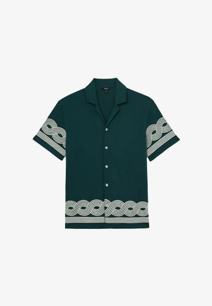 Reiss, REGULAR FIT - ARDEN COTTON-BLEND EMBROIDERED CUBAN-COLLAR SHIRT . - Hemd - dark green