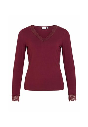 VILA, VICLURA V-NECK L/S TOP/LN/2 - T-shirt à manches longues - port royale