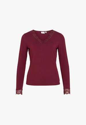 VILA, VICLURA V-NECK L/S TOP/LN/2 - T-shirt à manches longues - port royale