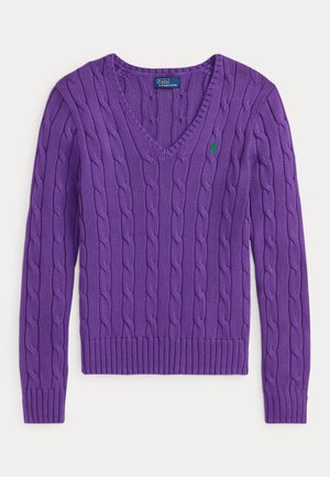 CABLE-KNIT COTTON V-NECK SWEATER - Πουλόβερ - magenta