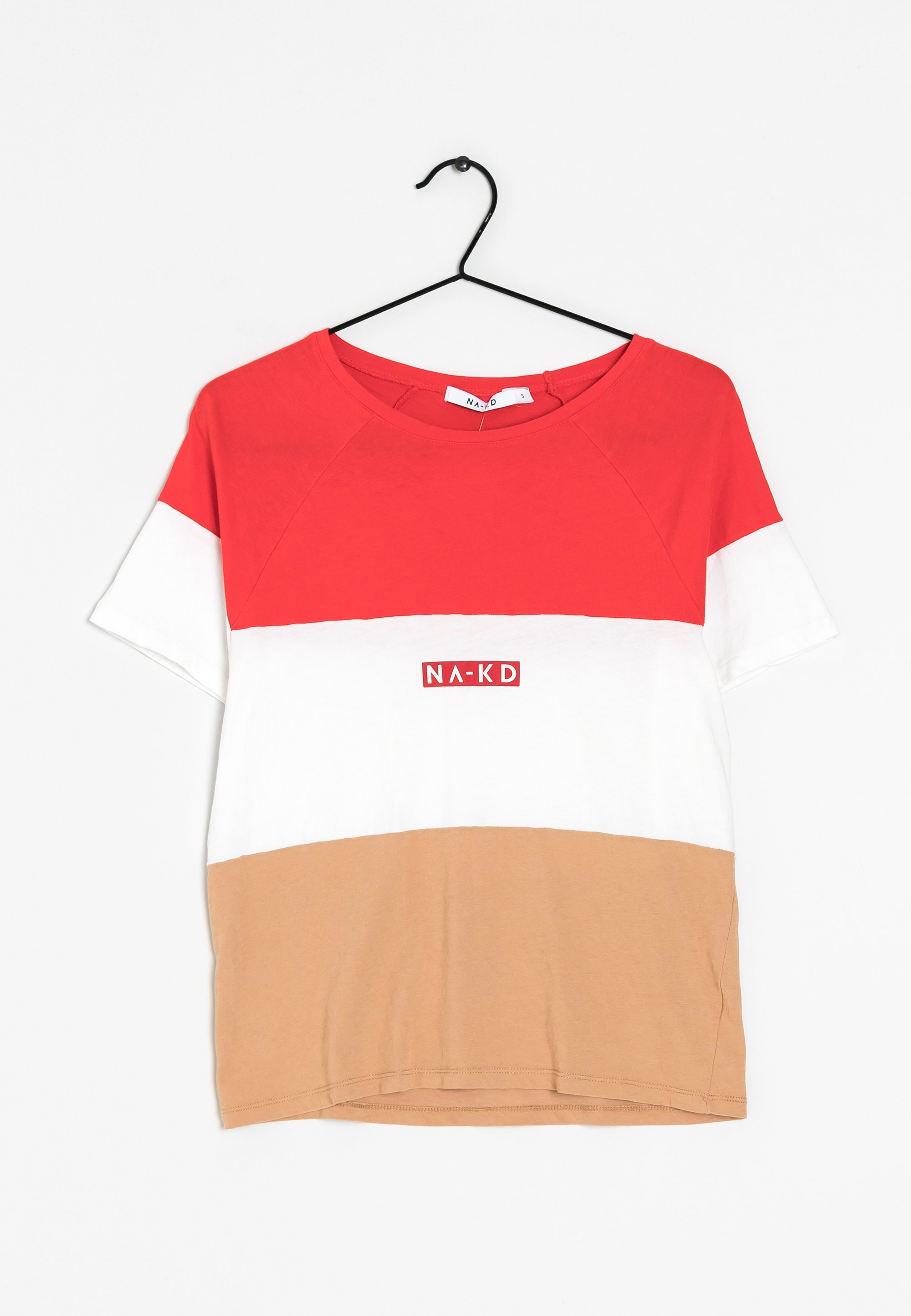 NA-KD Print T-shirt red/white/light brown/red (Pre-owned