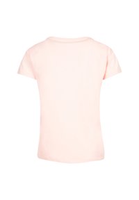 Light pink cotton t-shirt with a round neck and short sleeves. Smooth texture, simple design, no visible patterns or accents. Plain back view.