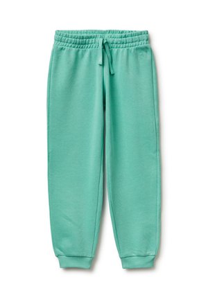 Lichtgroene katoenen joggingbroek met elastische taille, verstelbaar trekkoord, zijzakken en geribde boorden bij de enkels.