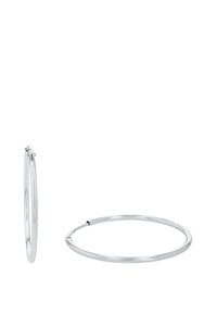 Silverfärgade hängörhängen med en slank, jämn design. En ring är helt öppen, den andra är delvis stängd och visar en polerad yta.