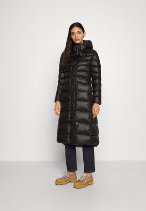 BASIC HOODED LONG COAT - Dunfrakker - black