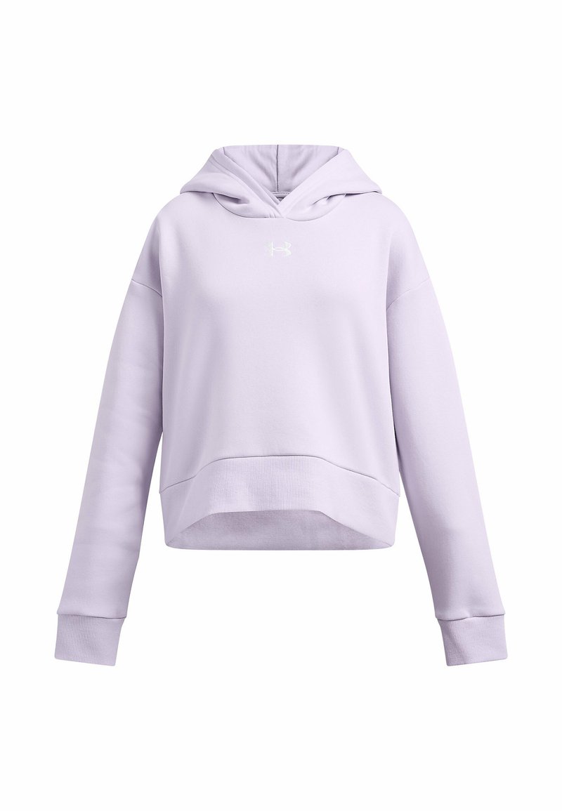 Felpa con cappuccio lavanda dal design cropped, con polsini a coste e un logo discreto sul petto, realizzata in tessuto morbido.