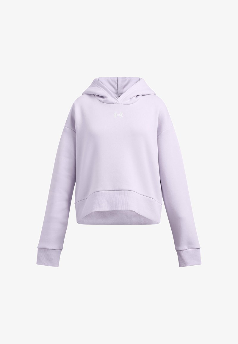 Felpa con cappuccio lavanda dal design cropped, con polsini a coste e un logo discreto sul petto, realizzata in tessuto morbido.