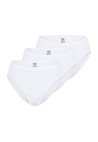 Slip in cotone bianco in confezione da tre, caratterizzati da una texture liscia e un elastico in vita, progettati per un comfort e una vestibilità quotidiana.