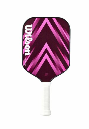 Wilson Pickleball-Schläger mit pinkem und lila Chevron-Design und weißem Griff.