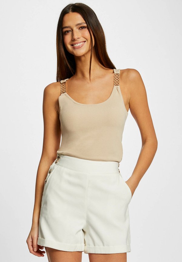 TANK WITH EMBELLISHED - Top - beige