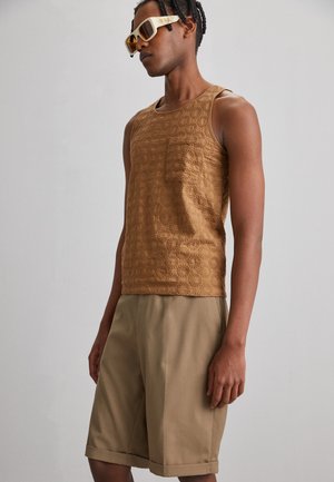 DAVID CATALAN CIRCLE EMBROIDERED SINGLET - Débardeur - caramel