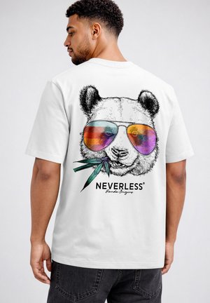 Neverless, HERREN T-SHIRT - PANDA BAMBUS - OVERSIZED RELAXED FIT PRINTSHIRT - Print T-shirt - weiß