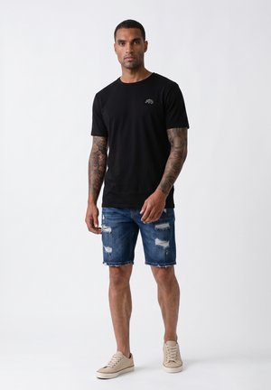 Pier One, 4PACK EMBROIDERY - T-Shirt print - black/navy/sand/white