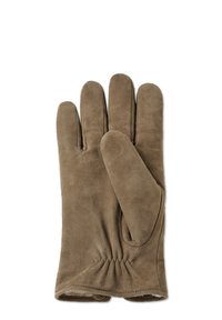 Bruna mockaskinnshandskar med en klassisk design, som har en sömlös finish, fem fingrar och ett rynkat handledsdetalj för en snug passform.