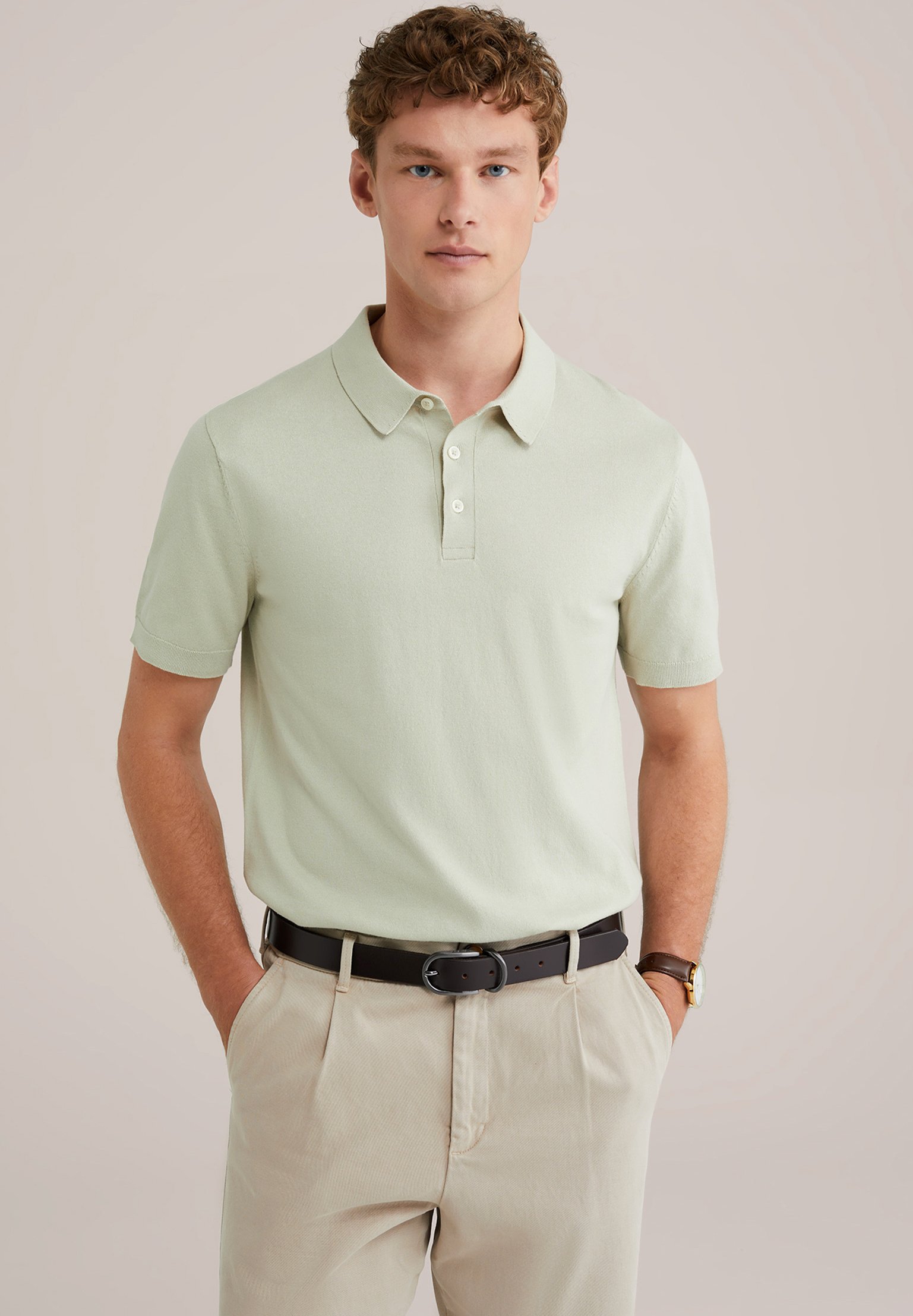 WE Fashion Poloshirt pastel green/wintergroen