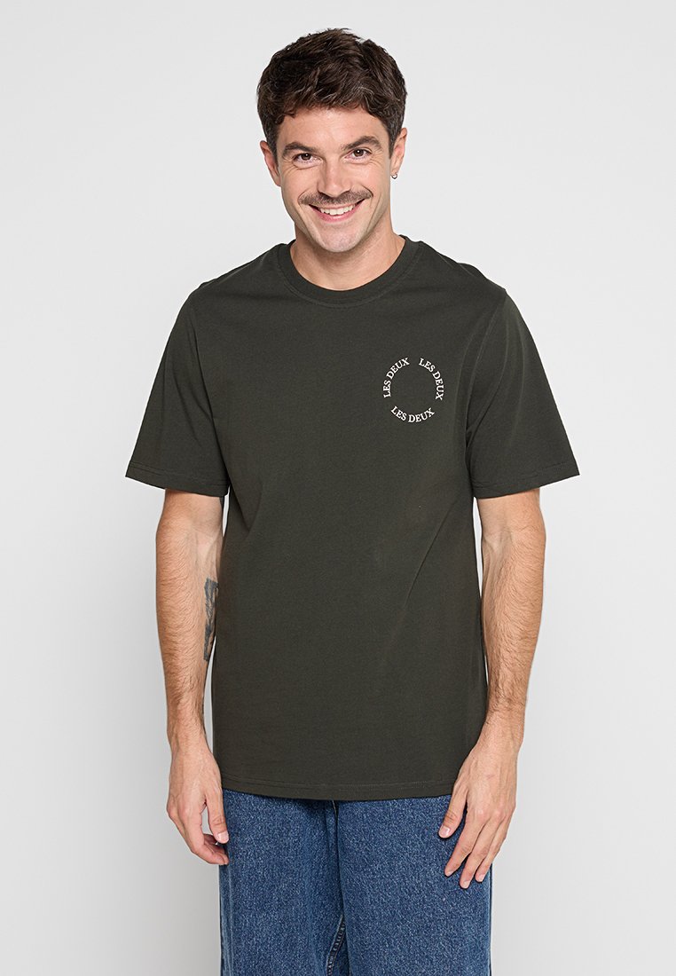 Les Deux T-shirt print olijfgroen