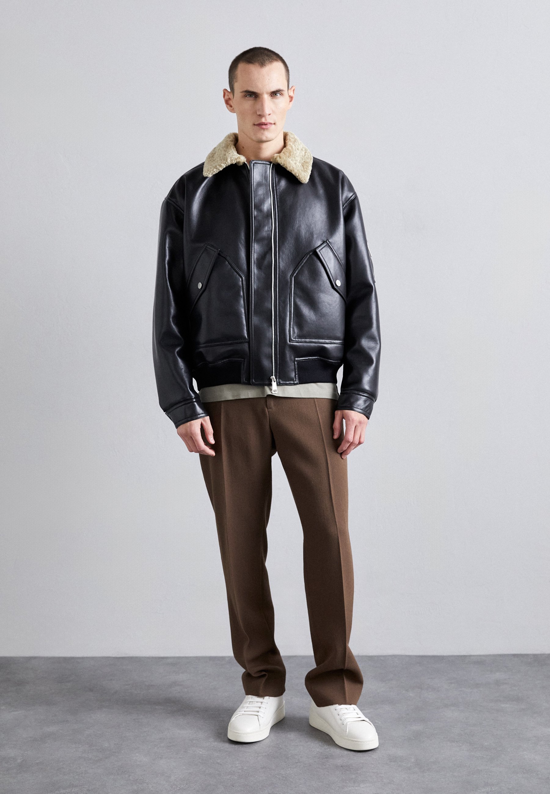 Nanushka LUDE - Faux leather jacket - cornstalk/black/black