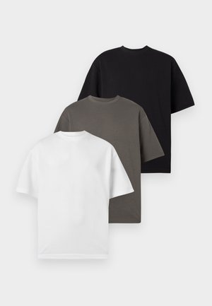 SLHLOOSEOSCAR O NECK TEE 3 PACK - Βασικό μπλουζάκι - bright white/black/iron oxide