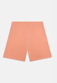 Peachfargede bukser med elastisk talje, laget av mykt stoff. Designet er enkelt, med rett kutt og ingen tillegg detaljer.