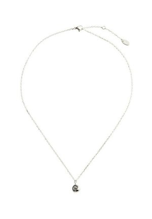 Feine Silberkette mit kleinem, rundem, poliertem herzförmigem Anhänger und verstellbarem Verschluss.