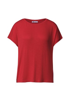 Street One, DROP-SHOULDER SHIRT WITH ROUND NECK - Camiseta básica - salsa red