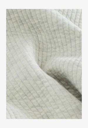 Light grey textured fabric with a ribbed pattern, featuring subtle variations in tone and softness, showcasing a wavy surface.