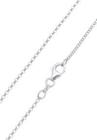 Collier chaîne en argent avec des maillons ronds interconnectés et un fermoir mousqueton marqué "925" pour argent sterling.