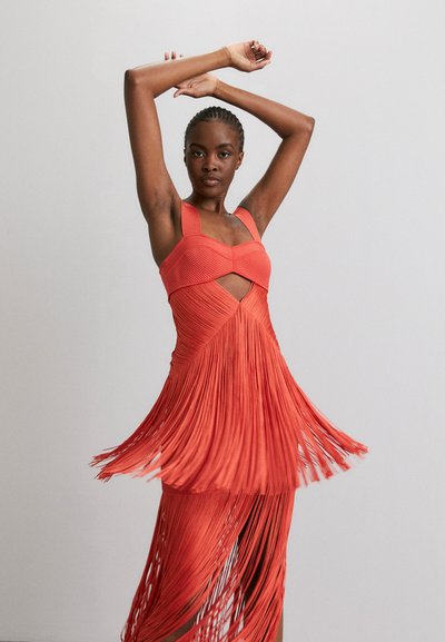 Hervé Léger DRAPED FRINGE CUT OUT GOWN - Suknia balowa