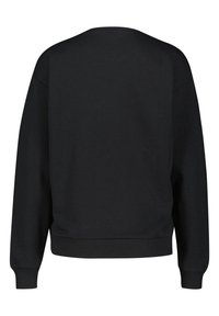 Czarny sweatshirt wykonany z mieszanki bawełny, z okrągłym dekoltem, ściągaczami przy rękawach i u dołu, oraz luźnym krojem o prostym designie.