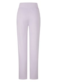 Lila, mjuka, stretchiga byxor med bred midja, designade för komfort; slät textur och rak benmodell.