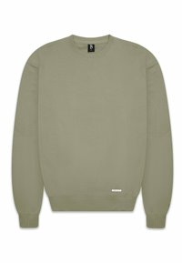 Hellgrüner Sweatshirt aus weicher Baumwolle. Mit Rundhalsausschnitt, gerippten Bündchen und Saum sowie einem kleinen Logotag in der unteren linken Ecke.
