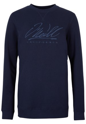 Granatowa bluza z długim rękawem i okrągłym dekoltem, z haftowanym napisem "O'Neill California" na wysokości klatki piersiowej, wykonanym nicią w tym samym odcieniu niebieskiego.