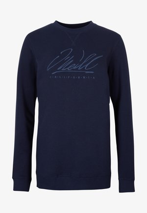 Marineblaues Sweatshirt mit Rundhalsausschnitt und langen Ärmeln, auf der Brust mit "O'Neill California" in passendem blauen Garn bestickt.