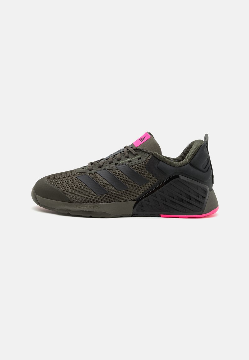 adidas Performance DROPSET 3 UNISEX - Chaussures fitness - shadow olive/core black/lucid pink