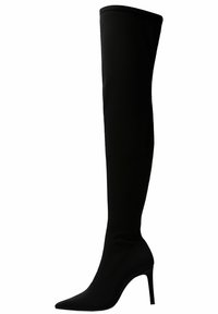 Stradivarius Kozačky na vysokém podpatku - black