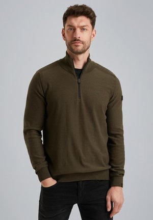 MIT HALBEM REISSVERSCHLUSS - Strickpullover - beluga