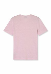 T-shirt a maniche corte di colore rosa chiaro, realizzato in un tessuto morbido con una vestibilità rilassata. Retro semplice senza loghi o motivi visibili.