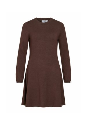 VILA, VICOMFY A-LINE O-NECK KNIT DRESS - NOOS - Robe pull - coffee bean