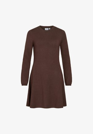 VILA, VICOMFY A-LINE O-NECK KNIT DRESS - NOOS - Robe pull - coffee bean