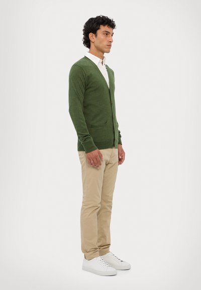Polo Ralph Lauren SLIM FIT WASHABLE WOOL V-NECK CARDIGAN  - Kardiganas - classic olive heather