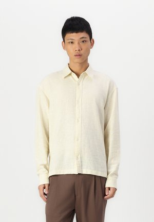Linen-Blend Button-Through Shirt - Marškiniai - almond oil