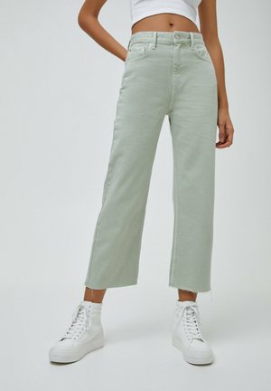 CROPPED - Jeans a sigaretta - mottled light green