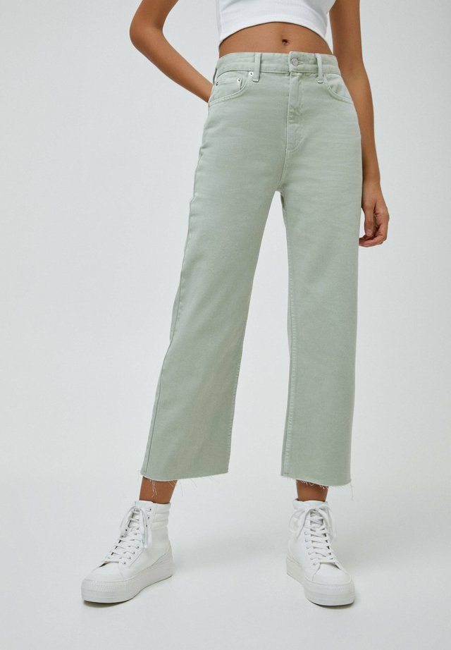 CROPPED - Jeans Straight Leg - mottled light green