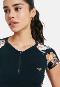Roxy HALF ZIP - SHORT SLEEVE - Bikini top - black