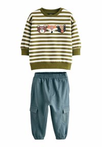 PLACEMENT PRINT UTILITY AND SET - Kapsáče - green ecru stripe