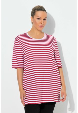 STRIPED CREW NECK TEE - T-shirt print - lychee