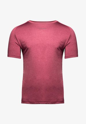 Eenvoudig atletisch T-shirt met korte mouwen in gemêleerde dieproze stof met subtiele ronde halslijn en slanke pasvorm.